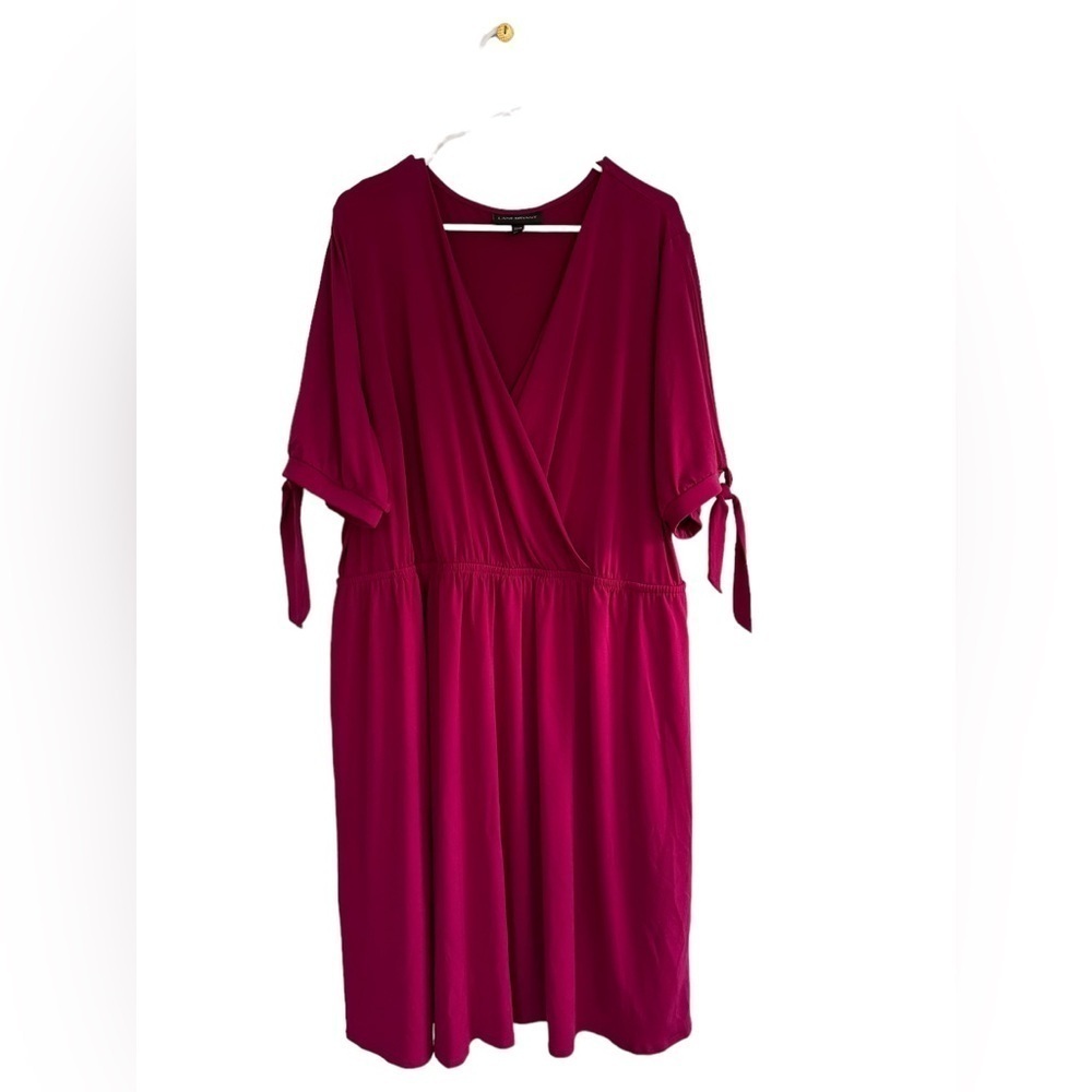 Lane Bryant 2 Pocket Semi Wrap Stretchy Fuschia Dress 22/24